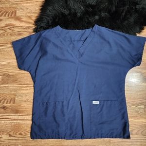 Landau Short Sleeve Navy Blue Scrub Top Women's Size L
